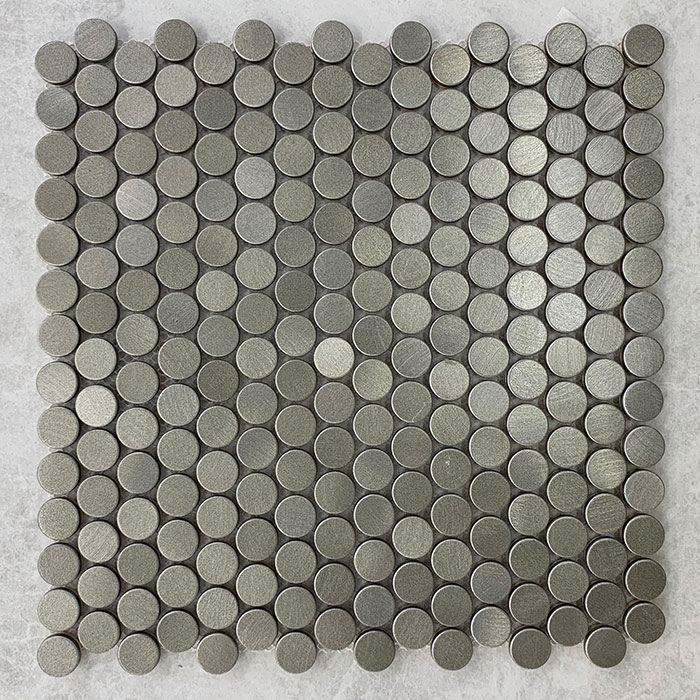 Penny Round Silver Grey Aluminium, Penny Round Mosaic Tiles Australia