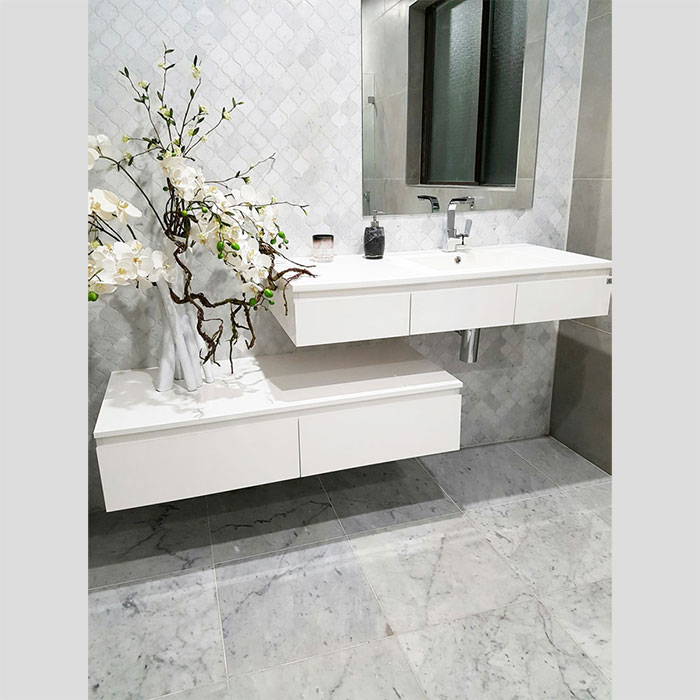 1150mm Two Piece Gloss White Vanity and Artifical Stone Basin (#3007)