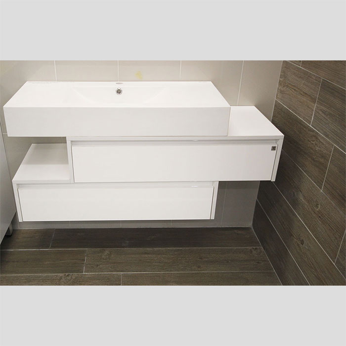 900(w)x405(d)x130(h)mm White Wall Hung Vanity and Artifical Stone Basin (#3009)
